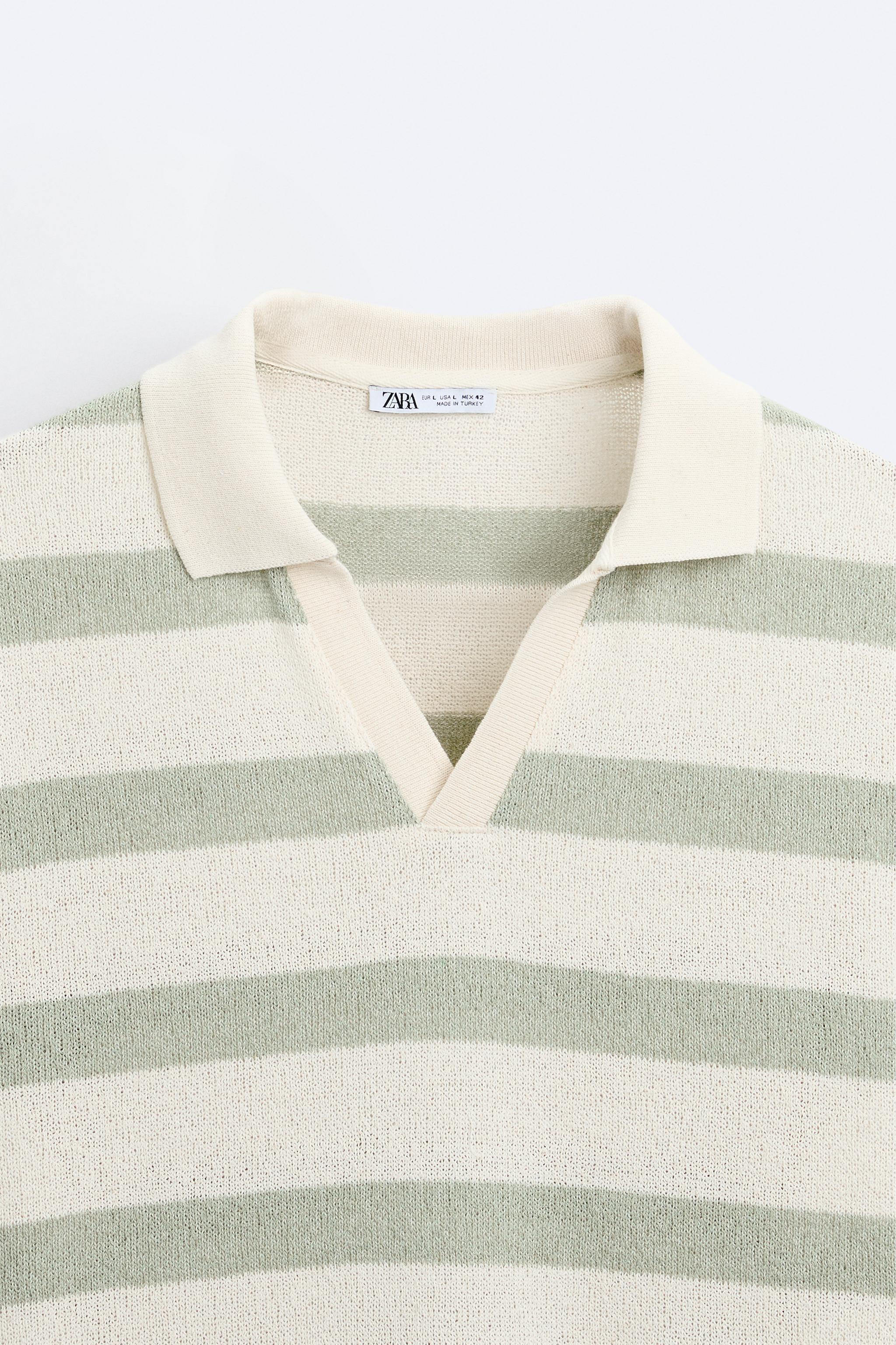 TEXTURED STRIPED POLO - Ecru / Green | ZARA United States