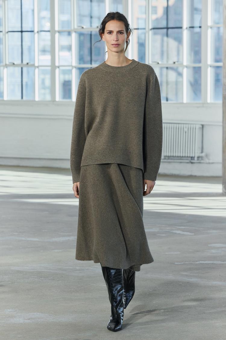 OVERSIZED WOOL KNIT JUMPER Brown Taupe ZARA Australia