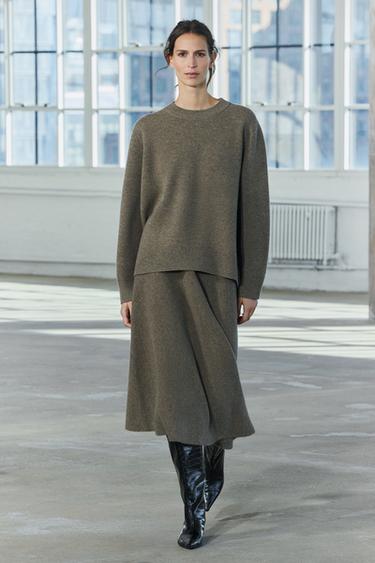 SUÉTER DE TRICÔ OVERSIZE COM LÃ - Marrom / Toupeira da Zara - Imagem 0
