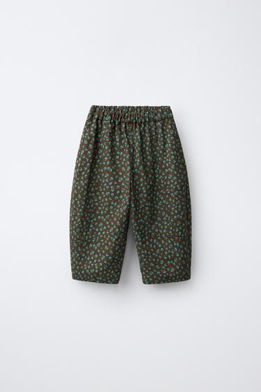 FLORAL PRINT BALLOON PANTS — Brown / Green 1