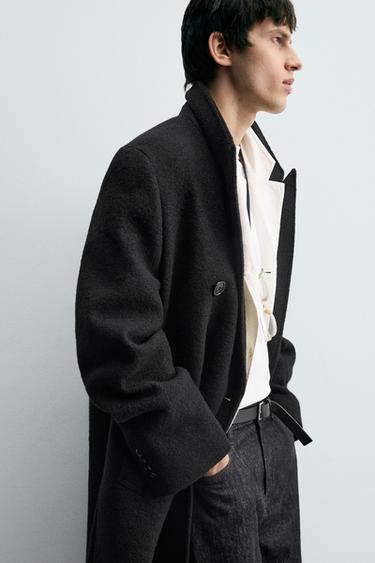 MANTEAU LAINE TEXTURE BOUCLÉ - Noir de Zara - Image 4
