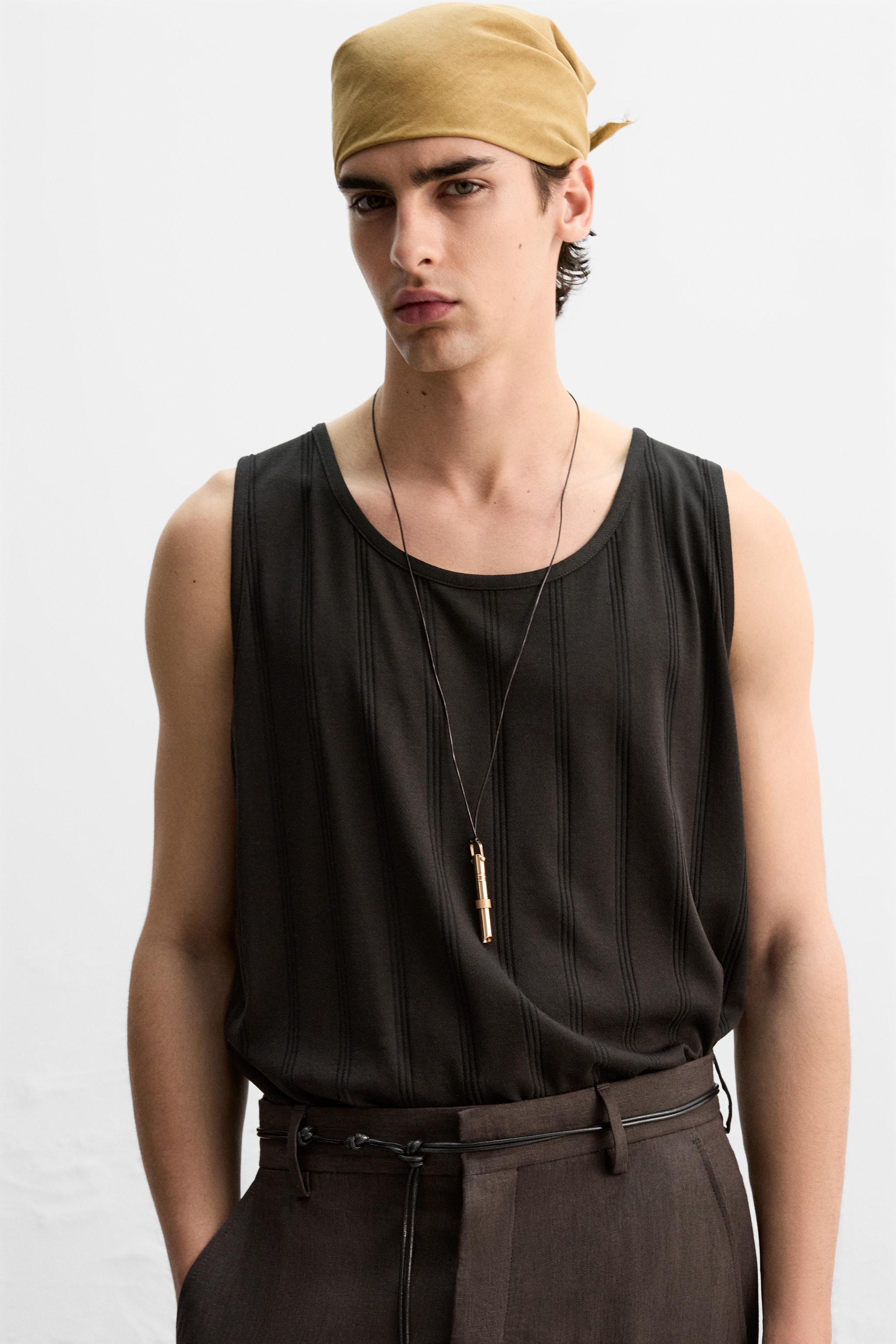 【爆買い！】 - TOP TANK TEXTURED Chocolate States United ZARA | トップス