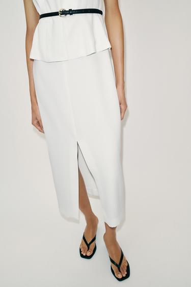 MIDI DRESS WITH BELT - Oyster-white by Zara - Image 4