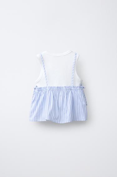 TOP À RAYURES AVEC T-SHIRT CÔTELÉ - Bleu de Zara - Image 1