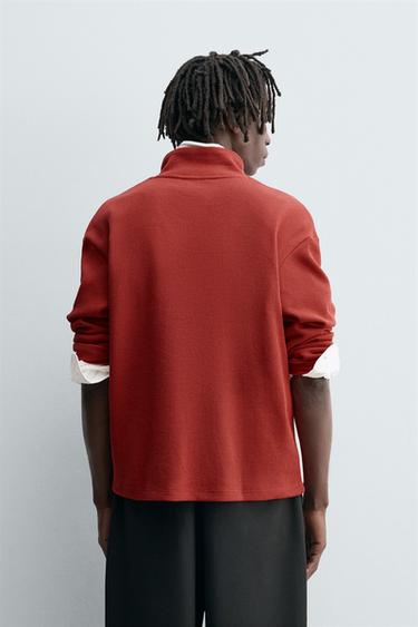 CONTRAST TEXTURED POLO SHIRT - Red by Zara - Image 2