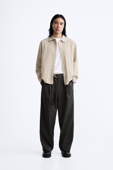 РУБАШКА ИЗ ЖАТОЙ ТКАНИ — РЫЖЕВАТО-КОРИЧНЕВЫЙ от Zara — изображение 0