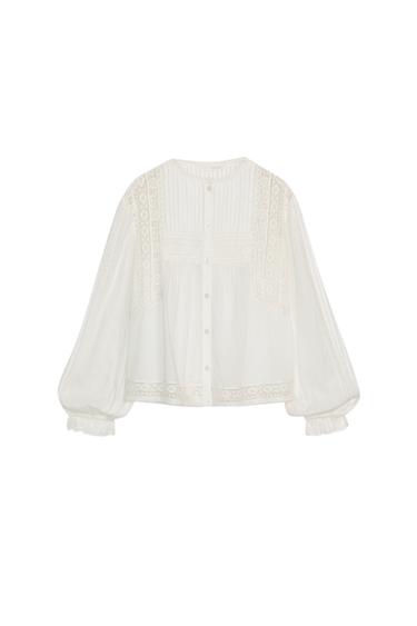 CHEMISE BRODÉE ZW COLLECTION - Écru de Zara