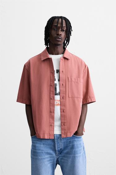 SOBRECAMISA ESTRUTURA BORDADO - Rosa-pálido da Zara