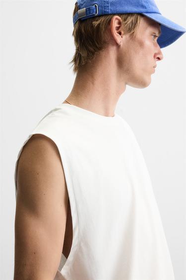 T-SHIRT TANK RELAXED FIT - Blanc de Zara - Image 4