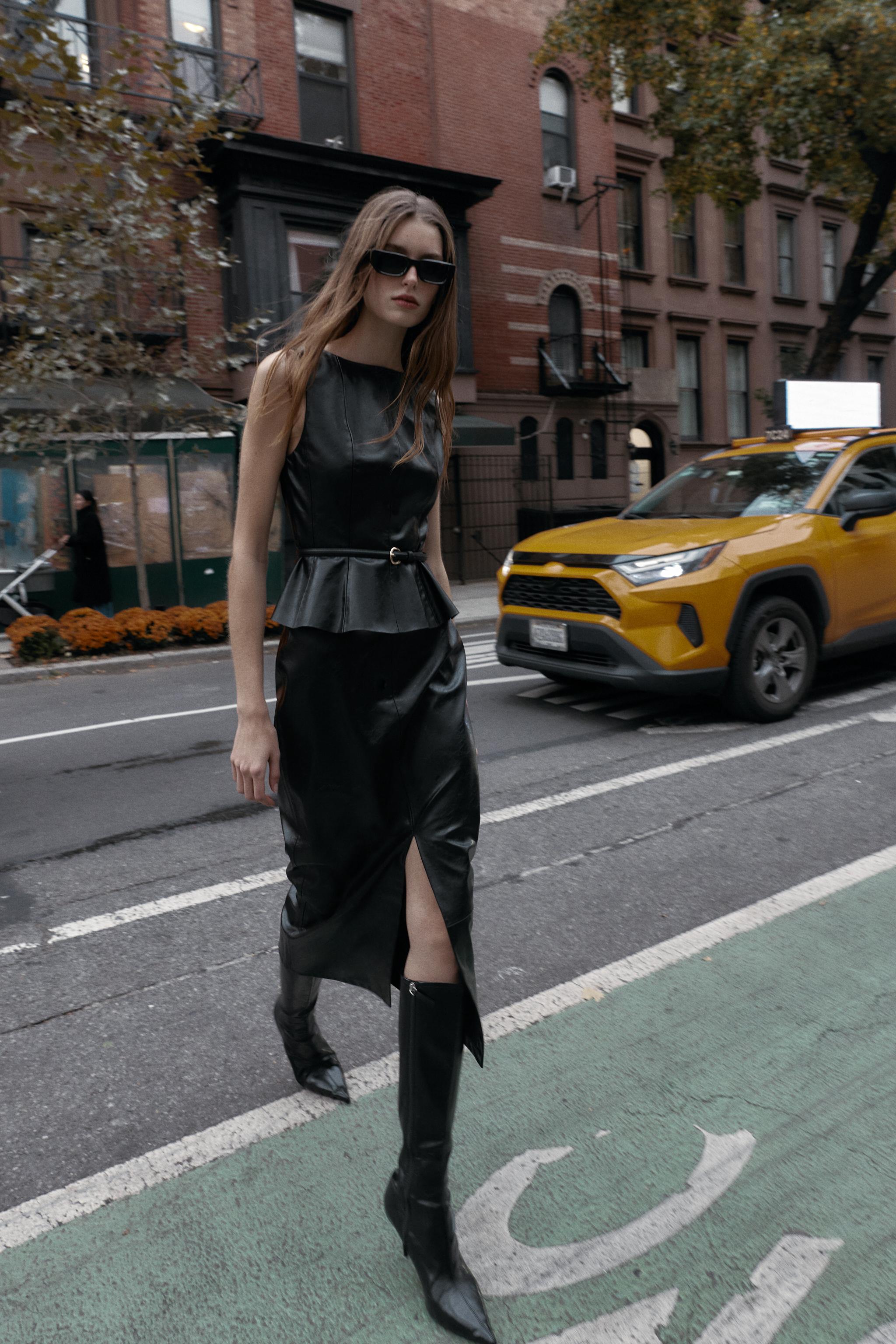 FAUX LEATHER MIDI SKIRT