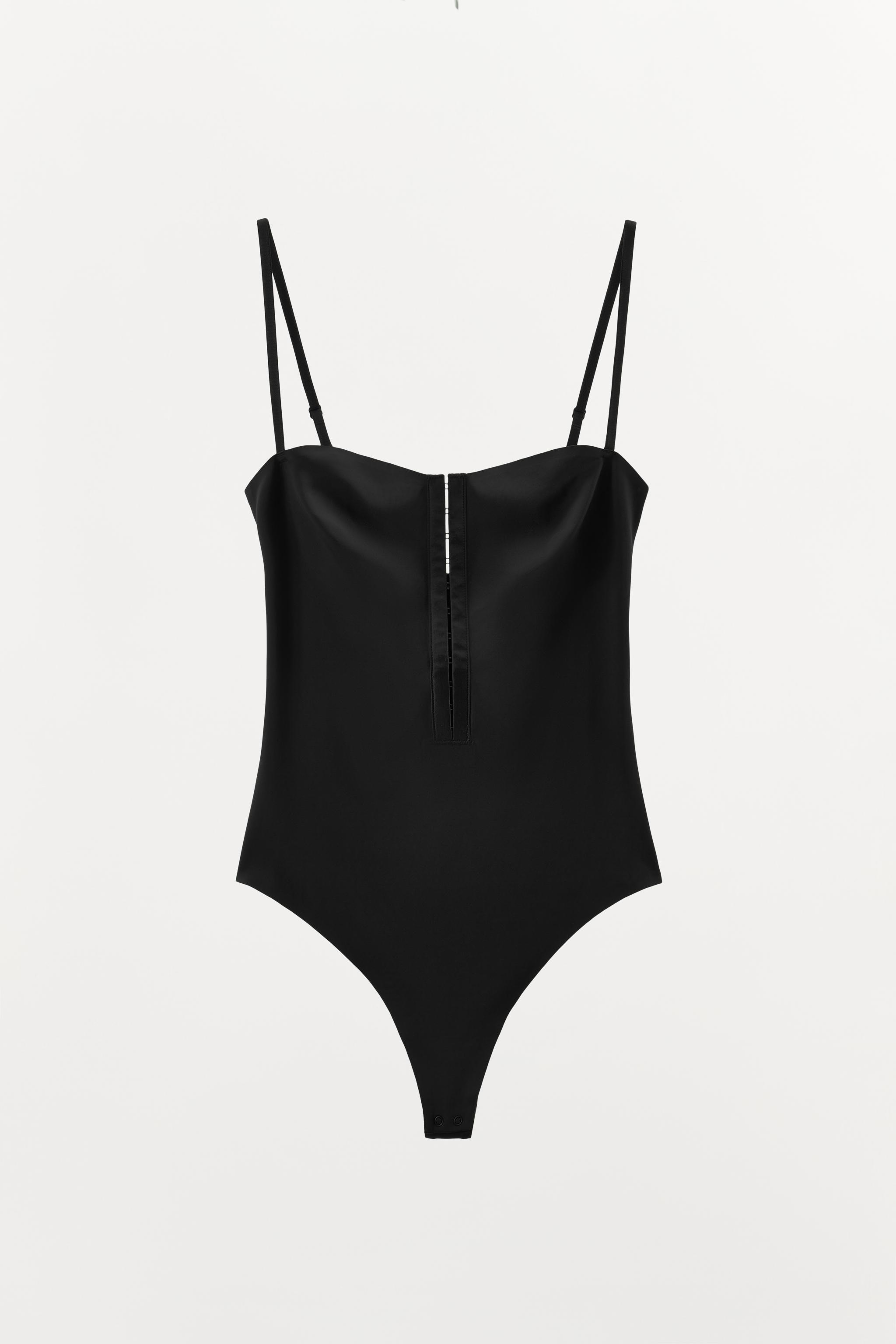 BODYSUIT WITH POLYAMIDE AND HOOKS - Black | ZARA Spain
