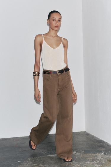 Zara ZW COLLECTION HIGH WAIST WIDE LEG JEANS - Brown - Image 0