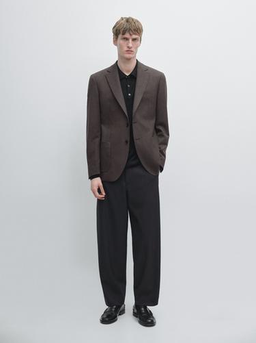 Blazer ajusté 100 % laine - Marron de Zara - Image 0