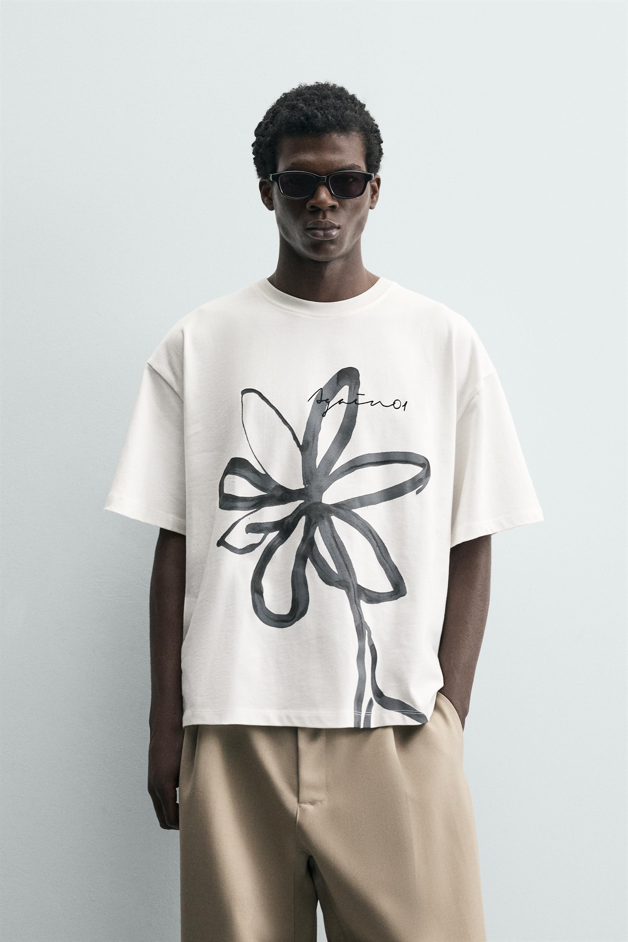 FLORAL PRINT T-SHIRT - White | ZARA South Africa
