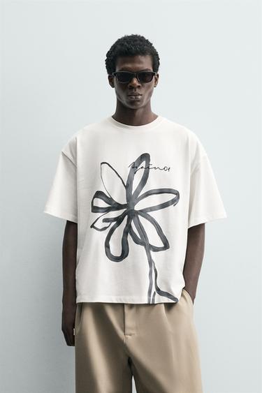 FLORAL PRINT T-SHIRT - White by Zara