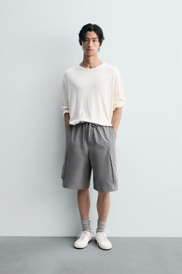 QUẦN SHORT BERMUDA CARGO DÁNG WIDE FIT - Màu xám dịu từ Zara