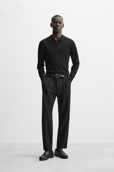 PANTALÓN PLIEGUES ESTRUCTURA - Negro de Zara