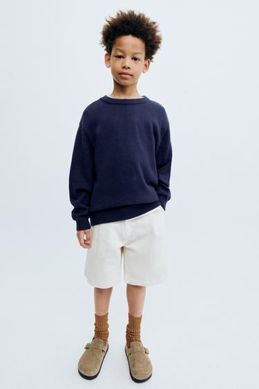 STORIESZ - DENIM BERMUDA SHORTS WITH DARTS, COTTON AND LINEN BLEND - Ecru by Zara