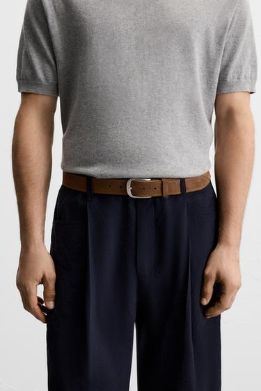 Zara 絨面真皮腰帶 - 焦糖色 - 圖片 0
