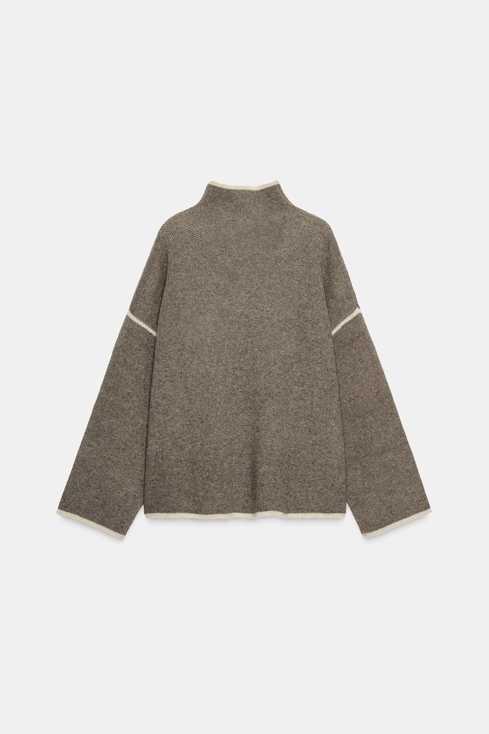 CONTRAST PIPING KNIT SWEATER