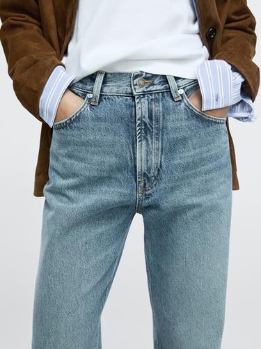 Zara Straight-leg high-waist jeans - Aquamarine