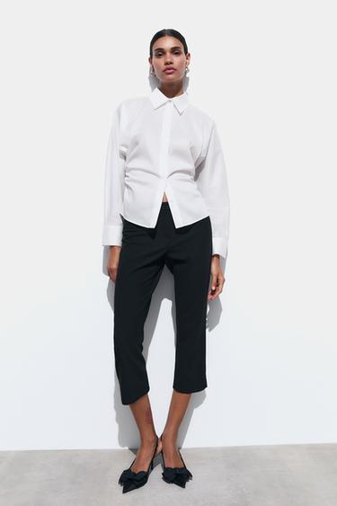 ПРИТАЛЕННАЯ РУБАШКА С ДРАПИРОВКОЙ — БЕЛЫЙ от Zara — изображение 0