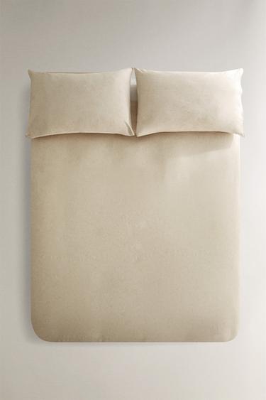 COTTON AND LINEN DUVET COVER - Ecru by Zara