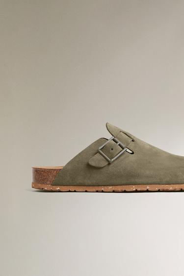 LEATHER CLOGS WITH BUCKLES - Green by Zara - Image 5