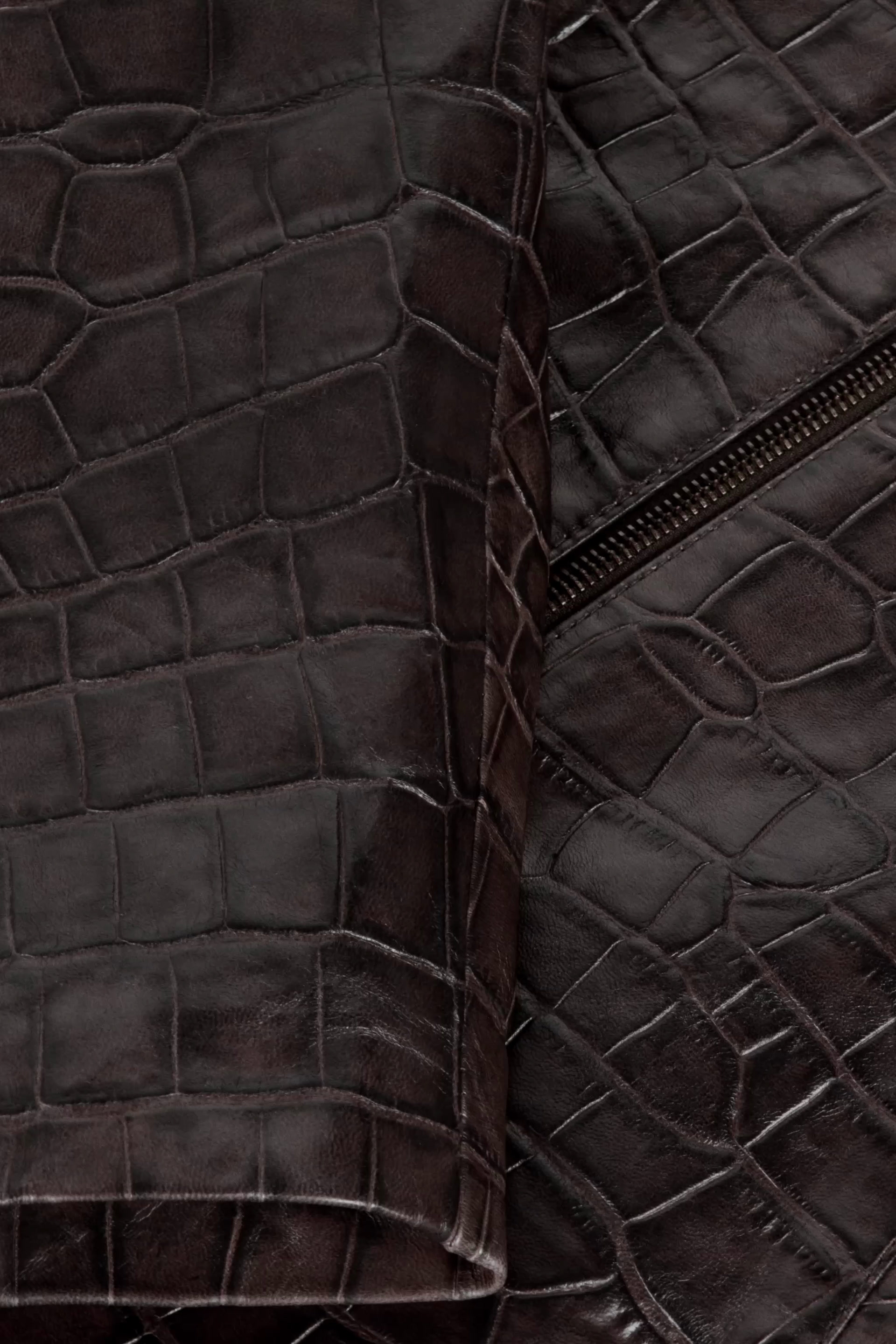 エンボスレザー ジャケット - ブラウン | ZARA Japan / 日本