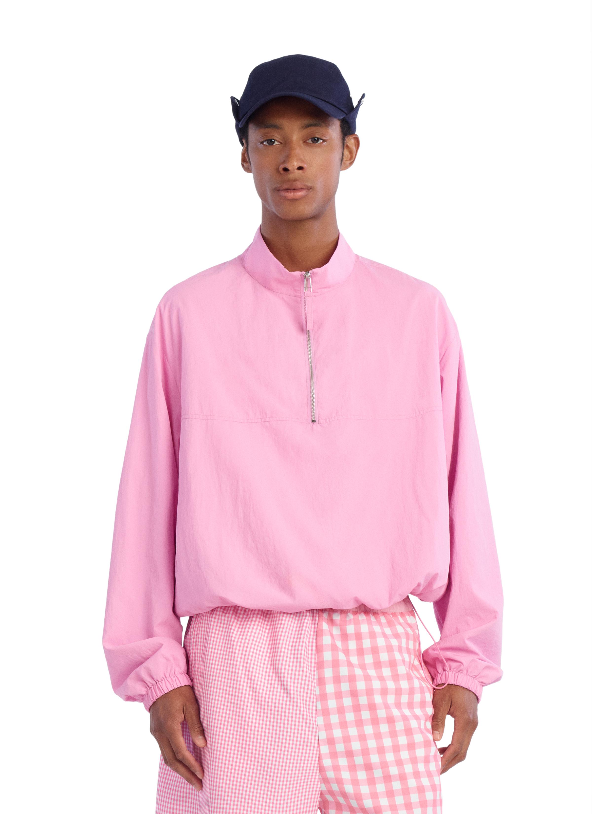 RELAXED FIT WINDPROOF POUCH POCKET JACKET — Pink