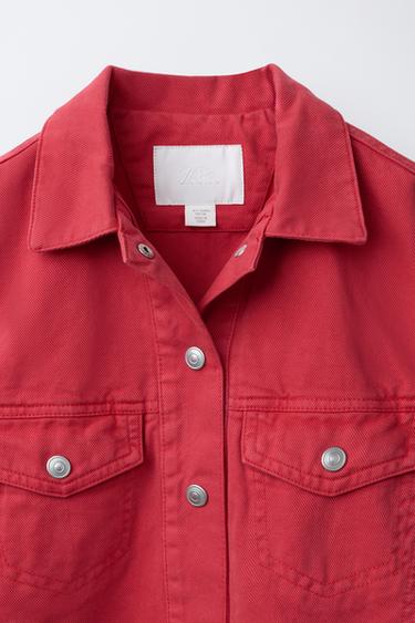 BLOUSON EN SERGÉ UNI - Rouge de Zara - Image 2