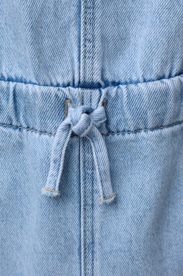 LONG DENIM DUNGAREES WITH HEART PATCH - Blue by Zara - Image 3