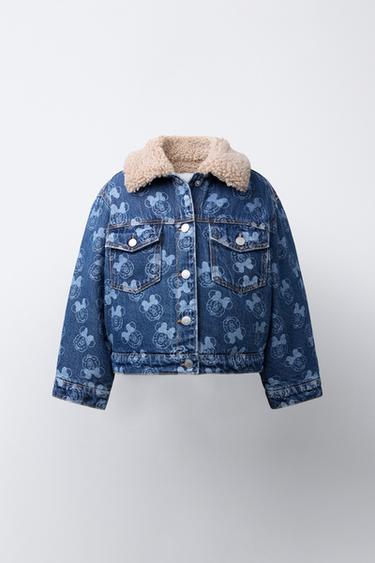 Zara MINNIE MOUSE © DISNEY FLEECE TRIM DENIM JACKET - Blue