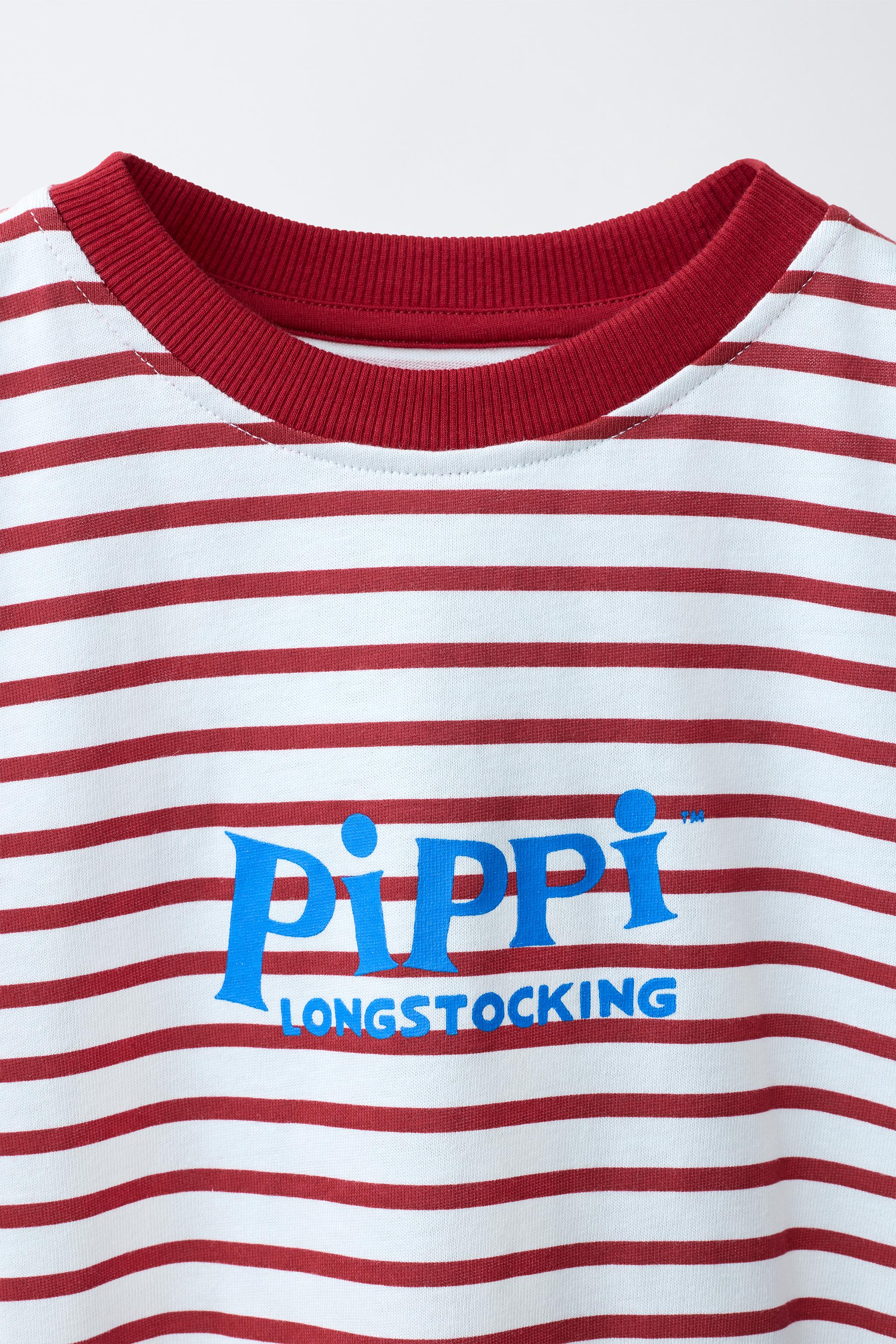 Детские футболки Zara PIPPI LONGSTOCKING STRIPE PRINT T-SHIRT — фото 4