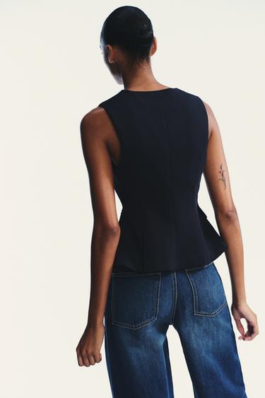 TOP PÉPLUM - Bleu marine foncé de Zara - Image 4