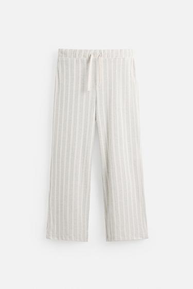 Zara Ekru - ÇİZGİLİ JACQUARD PANTOLON