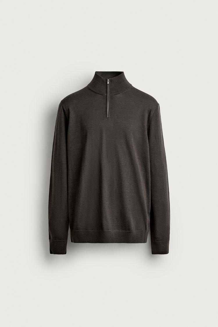 100% WOOL QUARTER-ZIP JUMPER