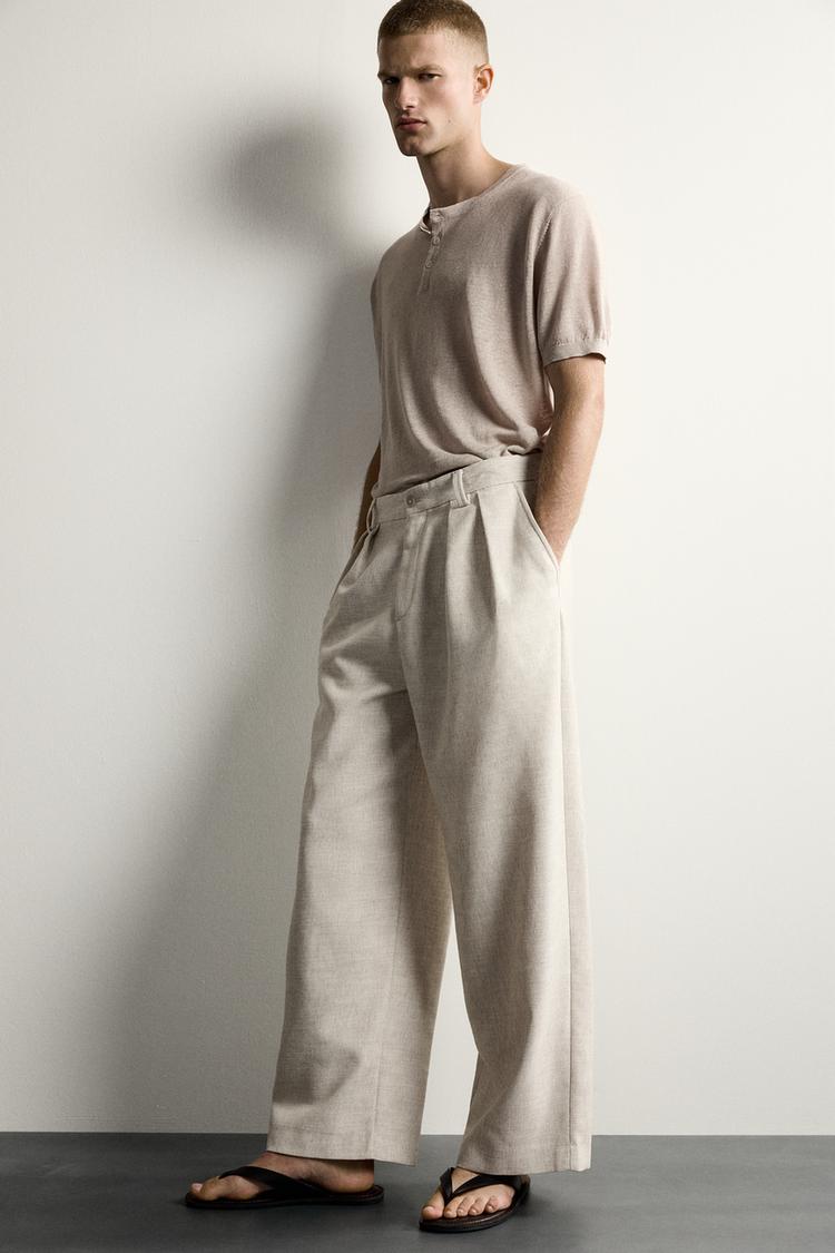 PANTALÓN CON PLIEGUES RELAXED FIT TEXTURIZADO 5