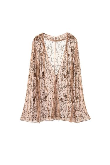 BEADED AND SEQUINNED TULLE TOP