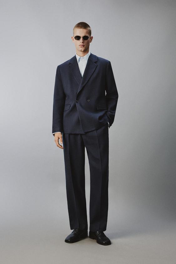 LINEN COTTON BLEND PLEATED SUIT PANTS from Zara - $99.90