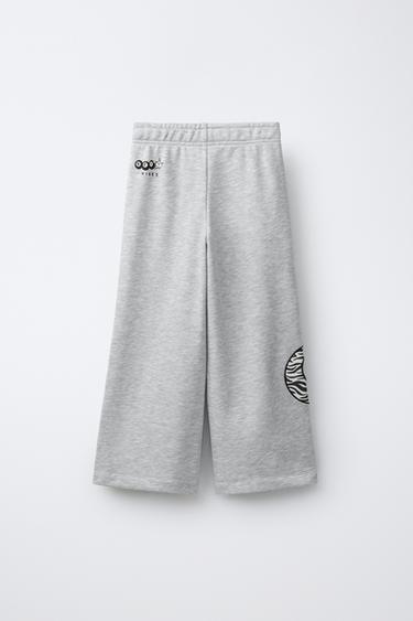 PANTALON EN MOLLETON LARGE BILLE DE BILLARD - Gris chiné de Zara - Image 1