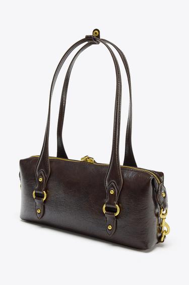 SHOULDER BAG WITH METALLIC DETAILS - Burgundy Red by Zara - Image 3
