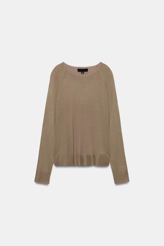 JERSEY PUNTO CUELLO BRILLOS - Visón medio de Zara - Imagen 0