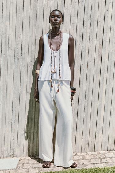KNIT PEPLUM TOP - White by Zara