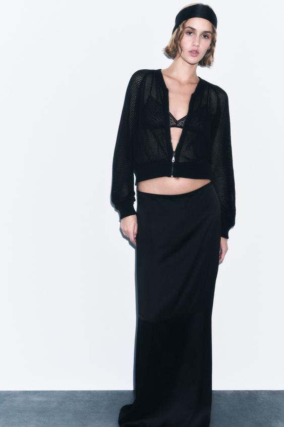 MESH KNIT BOMBER JACKET Black ZARA Australia