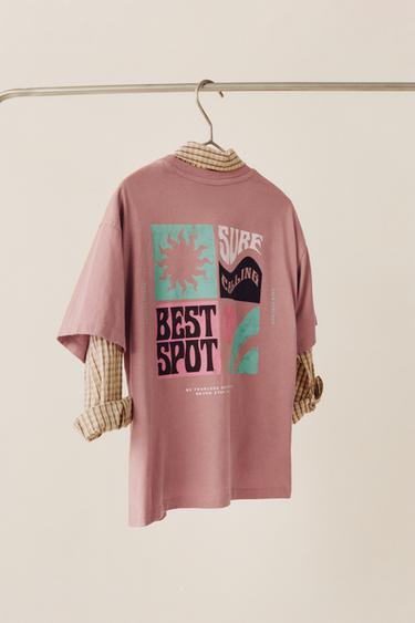 SURF PRINT T-SHIRT - Pale pink by Zara - Image 0