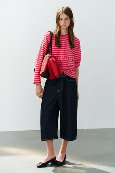 STRIPED TEXT T-SHIRT - Red by Zara