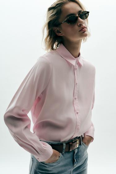 CAMISA FLUIDA TACTO SUAVE - Rosa pastel de Zara
