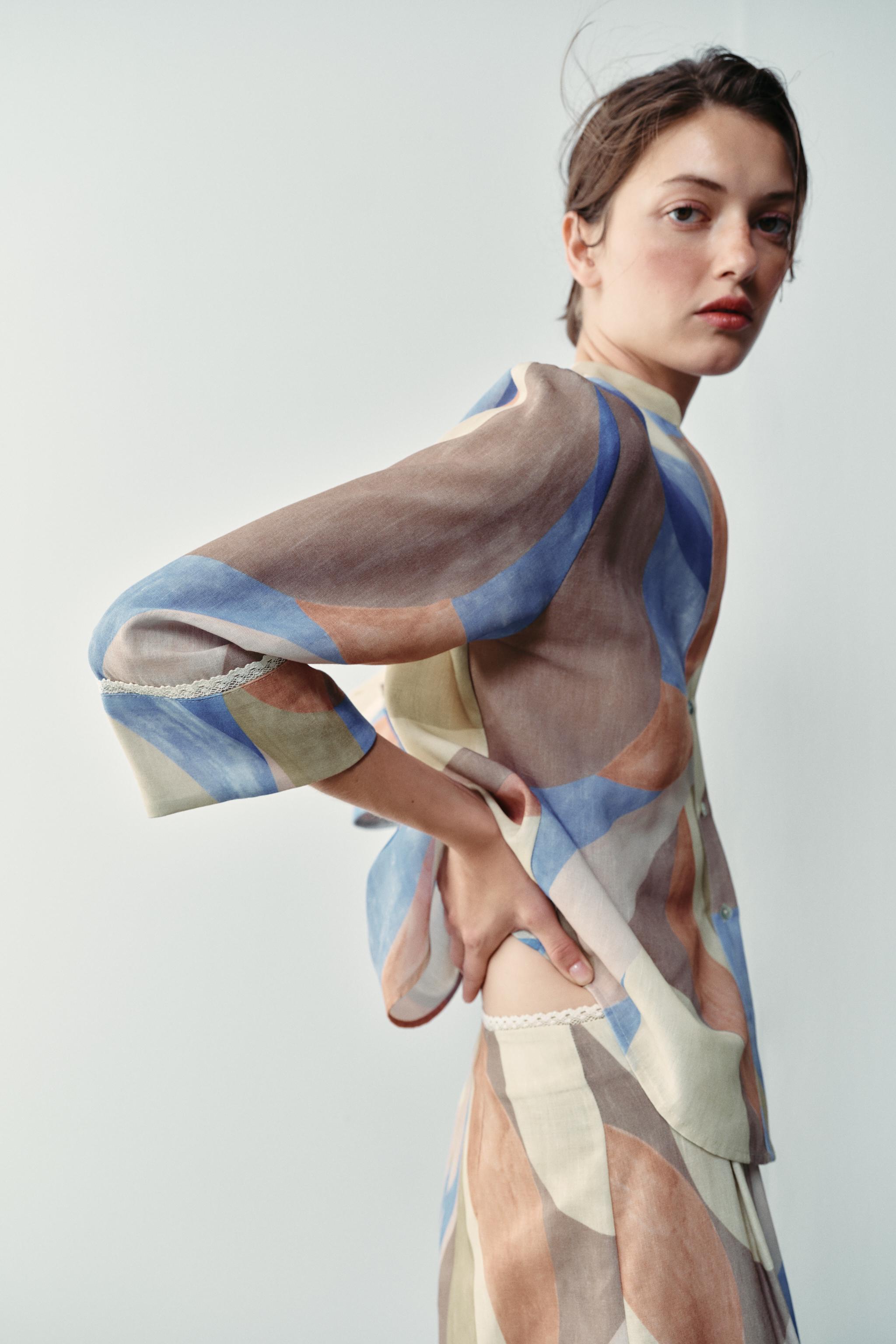 PRINTED WIDE-LEG TROUSERS