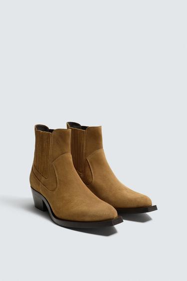 LEATHER COWBOY BOOTS LIMITED EDITION - Beige by Zara
